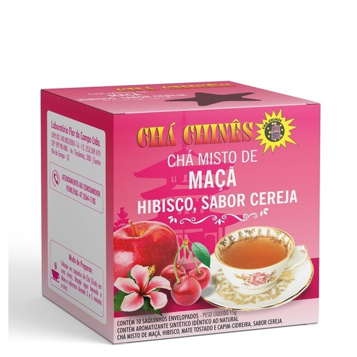 [1205] Cha Cereja, Maça e Hibisco 10g Cha Chines