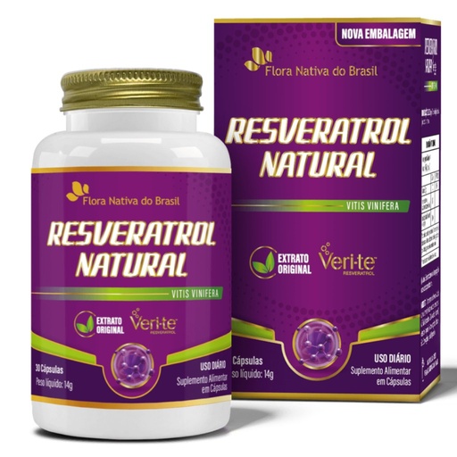 [12794] Resveratrol Natural Veri-te (147mg de Transresveratrol / cápsula) 450mg 30 cápsulas veganas Flora Nativa