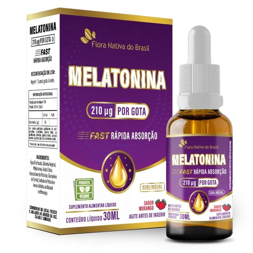 [13026] Melatonina - sabor Morango (0,21mg / gota) 30 ml Flora Nativa