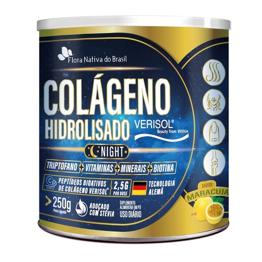 [131] Colageno Verisol Hid Night + Triptofano Pote 250g Maracuja Flora Nativa