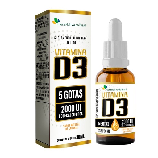 [1449] Vitamina D3 (2000ui em 5 gotas) 30ml sabor Laranja Flora Nativa