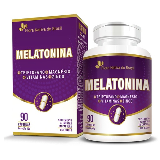 [1555] Melatonina com Triptofano (com Vitaminas e Minerais) 90 cápsulas 450mg Flora Nativa