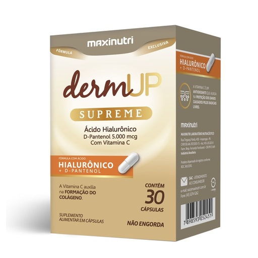 [2451] Dermup Supreme (Ac. Hialuronico + D-Pantenol e Vit. C ) 30 cápsulas Maxinutri