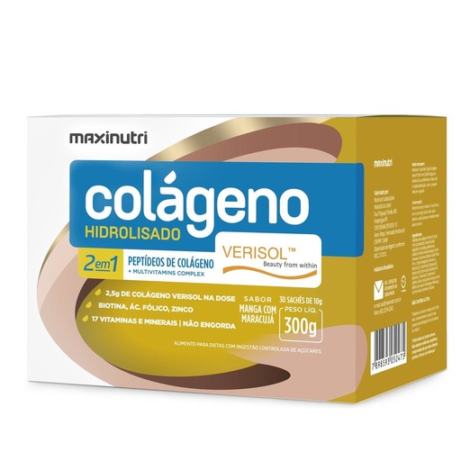 [2475] Colageno Verisol Hid Sache Manga com Maracuja (Com CoQ10 e Silício Orgânico) 30x5g Maxinutri
