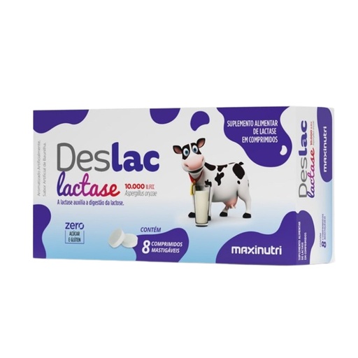 [2819] Deslac Mastigavel - Lactase 10000 FCC - 8 comprimidos Maxinutri