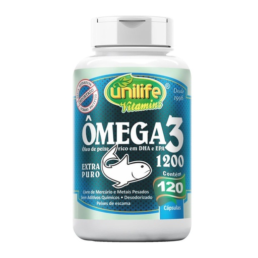 [2896] Omega 3 - Oleo de Peixe extra puro - 1200mg 120 cápsulas Unilife