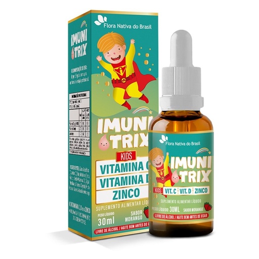 [2968] Imunitrix Kids - Zinco com Vitaminas C e D3 - 30ml Sabor Morango Flora Nativa