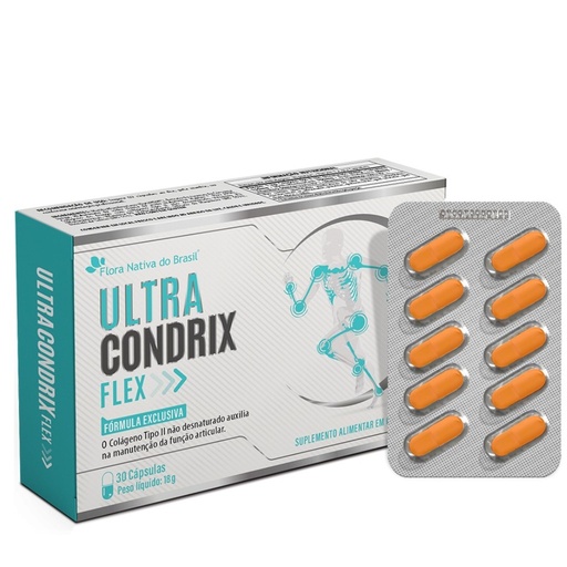 [2982] Condrix Ultra Flex - Colageno II, Curcuma e Associações - 600mg 30 cápsulas Flora Nativa