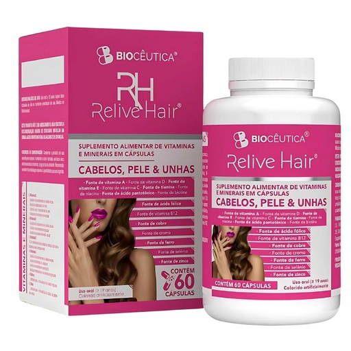 [30057] Relive Hair - Cabelos, pele e unhas - 370mg 60 cápsulas Bioceutica
