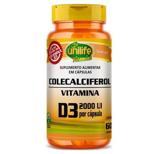[3060] Vitamina D3 - Colecalciferol 2000Ui - 60 cápsulas Unilife