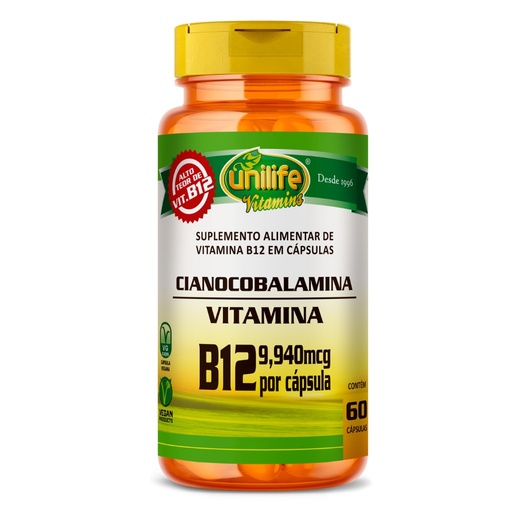 [3084] Vitamina B12 - Cianocobalamina - 450mg 60 cápsulas Unilife
