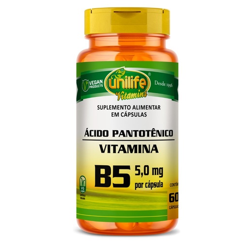 [3121] Vitamina B5 - Acido Pantotenico - 500mg 60 cápsulas Unilife