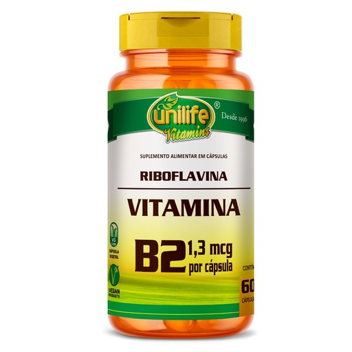 [3145] Vitamina B2 - Riboflavina - 500mg 60 cápsulas Unilife