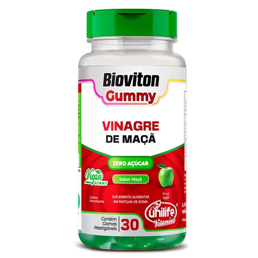 [34135] Vinagre de Maça BioViton 2500mg 30 gomas Sabor Maça Unilife