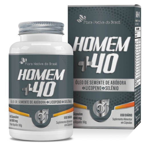 [3507] Homem +40 - Abobora, Licopeno, Selenio e Zinco - 1000mg 60 cápsulas Flora Nativa