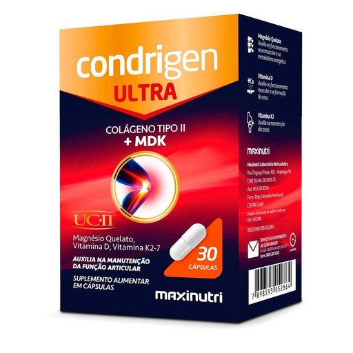 [368] Condrigen Ultra (Colageno Tipo II + MDK) 560mg 30 cápsulas Maxinutri