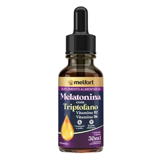 [3774] Melatonina com Triptofano e Vit B2 e B6 em gotas - sabor camomila e maracuja 30ml Melfort