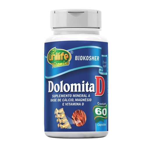 [4673] Dolomita D - Calcio Magnesio e Vit D - 950mg 60 cápsulas Unilife