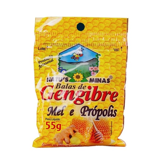 [6015] Bala de Gengibre Mel e Propolis 10un 55g Natus Minas