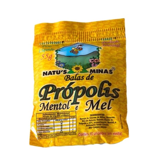 [6017] Bala de Propolis e Mentol 10un 55g Natus Minas
