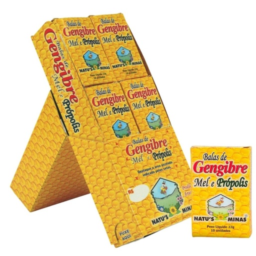 [6019] Bala de Gengibre Mel e Propolis Caixa 12un (bala 005) Natus Minas