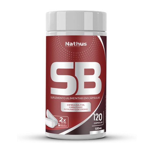 [614] SB - Espirulina, FOS, Carnitina e Cromo 500mg 120 cápsulas Nathus