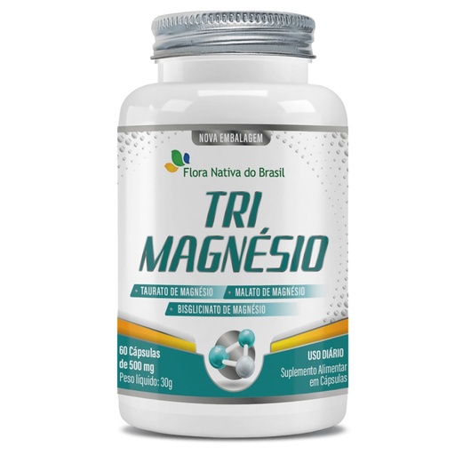 [69856] TriMagnesio (Taurato + Bisglicinato + Malato) 500mg 60 cápsulas Flora Nativa