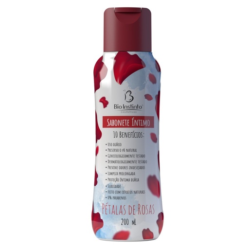 [70094] Sabonete Intimo Liquido Petalas de Rosas 200ml (Com Aroeira e Barbatimao) Bio Instinto