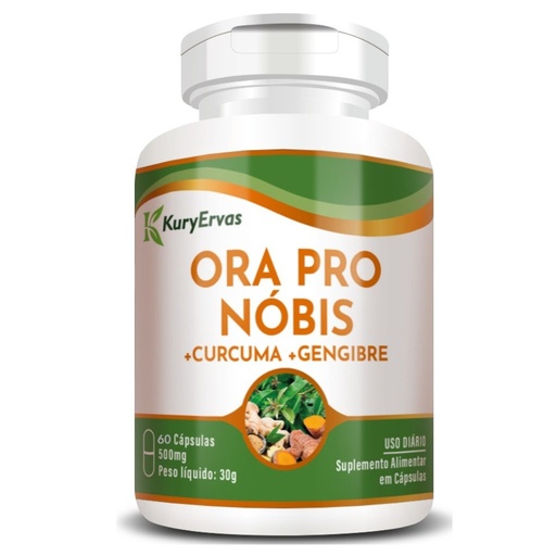 [8667] Ora Pro Nobis com Curcuma e Gengibre 500mg 60 cápsulas Kury Ervas