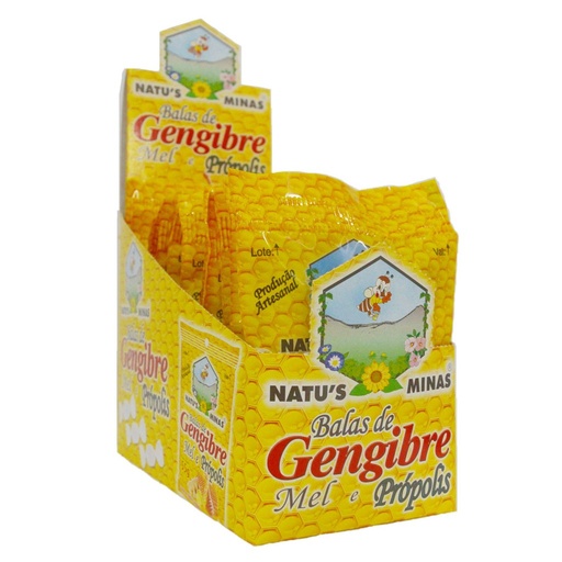 [884] Bala de Gengibre Mel e Propolis Display com 12 unidades (bala 006) Natus Minas