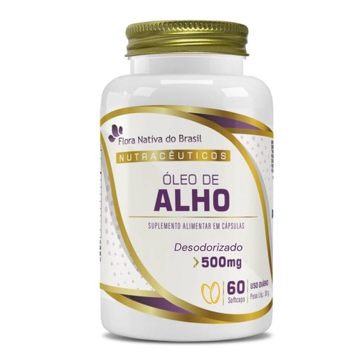 [91104] Oleo de Alho Desodorizado 500mg 60 cápsulas Flora Nativa
