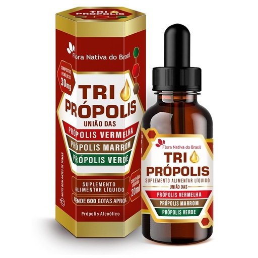 [91225] Tri Propolis - Extrato de Propolis Vermelha, Verde e Marrom - 20ml Flora Nativa