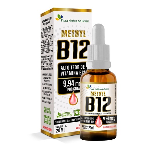 [9880] Vitamina B12 - Methyl (Metilcobalamina) Morango 20ml Flora Nativa
