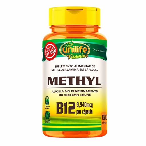 [9963] Vitamina B12 - Methyl (Metilcobalamina) - 350mg 60 cápsulas Unilife
